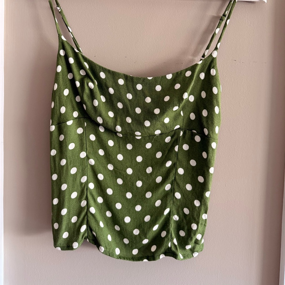 Reformation Olive Polka Dot Camisole